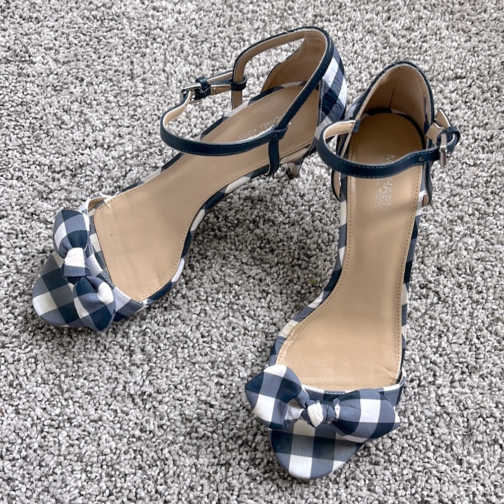 Michael Kors Gingham Checkered Bow Tie Heels